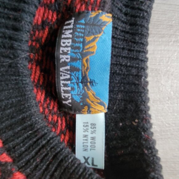 Timber Valley Red & Black Wool Blend Sweater XL - Picture 2 of 2